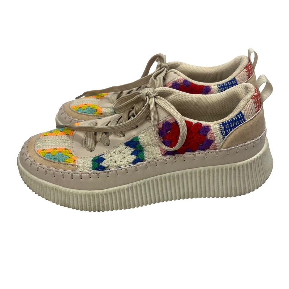 Lucky Step Air Cooled Crochet Granny Square Platform Sneakers Tennis Shoes 10 - Picture 5 of 8
